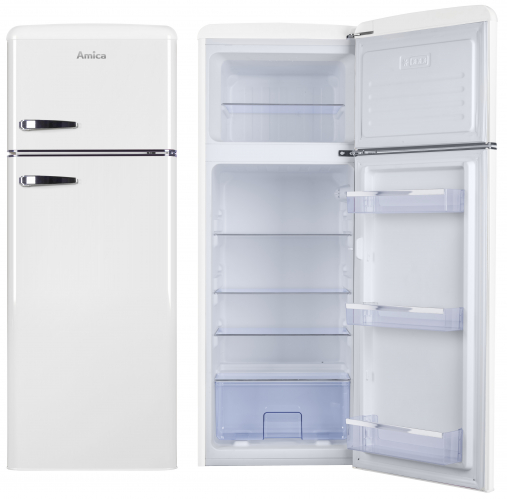 AR7252W Amica Retro Koel-Vriescombinatie 4 ****- 166.5 H - Wit Hoogglans

