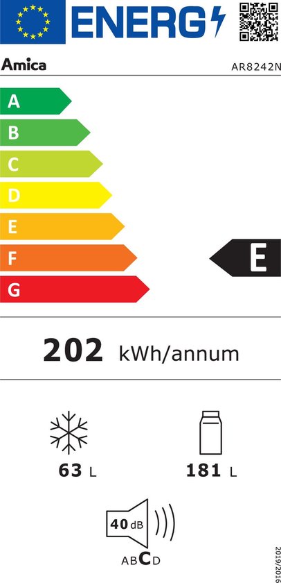 AR8242N Amica Retro Koel-Vriescombinatie - Zwart Hoogglans - E label