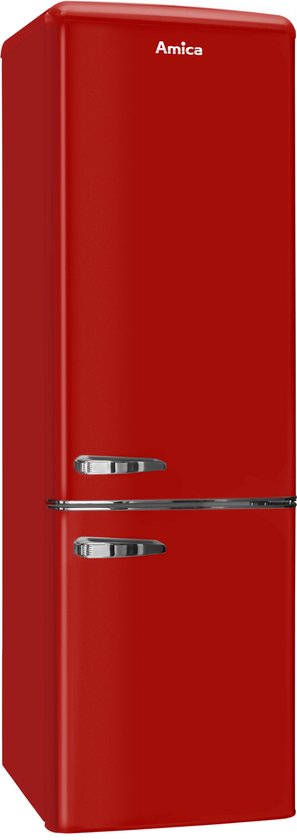 AR8242R Amica Retro Koel-Vriescombinatie - Hoogglans Rood - E label